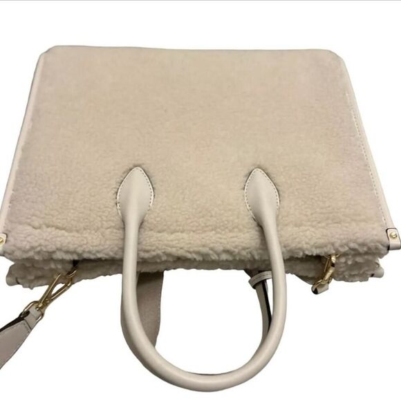 Michael Kors Mirella Shearling Medium East West Crossbody Tote Bag-Natural Multi - Picture 7 of 8